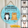 Fluffy Cats In Charge Welcome Personalized Door Hanger Sign