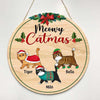 Fluffy Cats Walking Christmas Personalized Door Hanger Sign