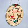 Fluffy Cats Walking Christmas Personalized Door Hanger Sign