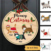 Fluffy Cats Walking Christmas Personalized Door Hanger Sign