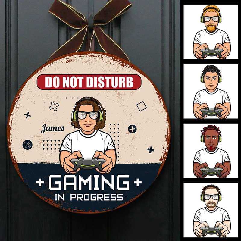 Gaming In Progress Personalized Door Hanger Sign