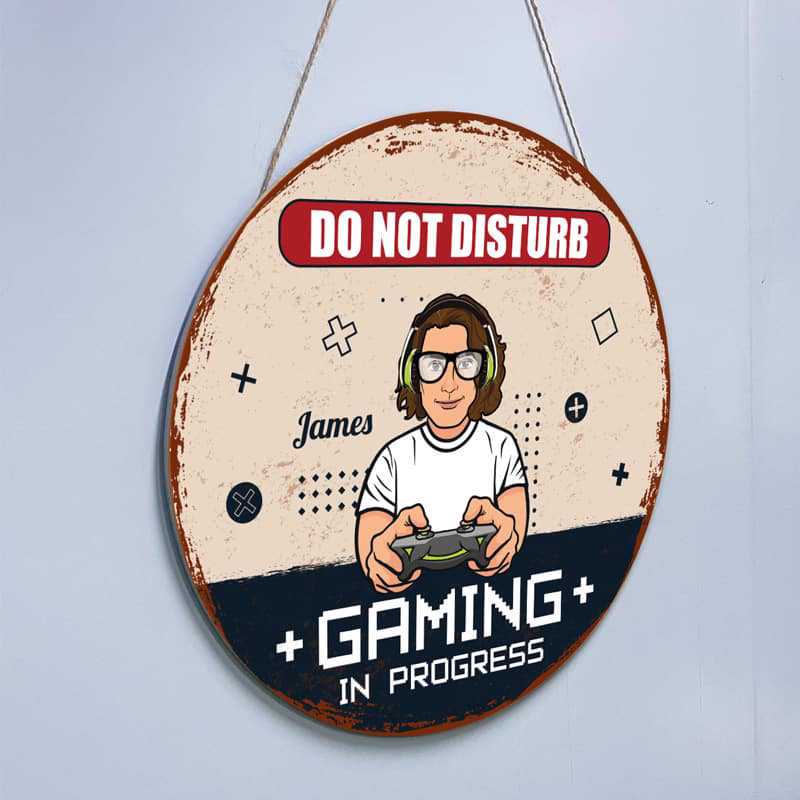 Gaming In Progress Personalized Door Hanger Sign