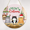 Meowy Catmas Fluffy Cats In House Christmas Personalized Door Hanger Sign