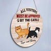 Visitors Must Be Approved By Cats Personalized Door Hanger Sign