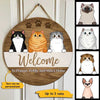 Welcome Cats Personalized Door Hanger Sign