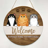 Welcome Cats Personalized Door Hanger Sign