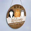 Welcome Cats Personalized Door Hanger Sign