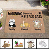 Beware Of Attack Cats Personalized Doormat