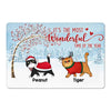 Cats Under Berry Tree Christmas Personalized Doormat