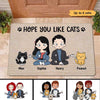 Chibi Couple And Cats Personalized Doormat