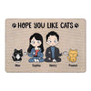 Chibi Couple And Cats Personalized Doormat