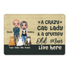 Crazy Cat Lady & Grumpy Old Man Doll Personalized Doormat