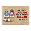 Crazy Cat Lady & Grumpy Old Man Live Here With Cats Personalized Doormat