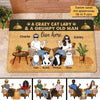 A Crazy Cat Lady Grumpy Old Man With Cats Sitting In House Personalized Doormat