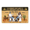 A Crazy Cat Lady Grumpy Old Man With Cats Sitting In House Personalized Doormat