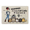 Crazy Cat Lady Live Here Stick Woman & Cat Personalized Doormat