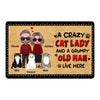 Crazy Cat Lady Old Couple Personalized Doormat