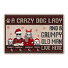 Crazy Dog Lady Grumpy Old Man Personalized Doormat