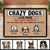 Crazy Dogs Live Here Personalized Doormat