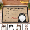 Do You Live Here Cats Personalized Doormat