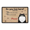 Do You Live Here Cats Personalized Doormat