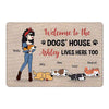 Dog Mom Just Lives Here With Sleeping Dogs Personalized Doormat