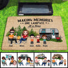 Doll Couple Camping With Kids Family Personalized Doormat
