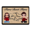 Couple Sitting Home Sweet Home Personalized Doormat, Anniversary Gift For Him, For Her