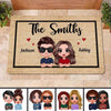 Doll Couple Welcome Frame Gift For Him For Her Personalized Doormat
