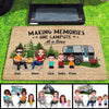 Doll Couple With Kids Camping Family Personalized Doormat