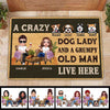 Doll Crazy Dog Lady Sitting Couple Personalized Doormat