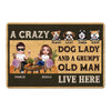 Doll Crazy Dog Lady Sitting Couple Personalized Doormat