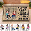Doll Lovely Lady & Grumpy Old Man Live Here Personalized Doormat