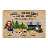 Doll Woman Man Camping With Dogs Cats Fur Babies Personalized Doormat