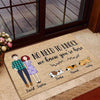 Doodle Couple & Dogs Personalized Doormat