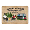 Front View Couple Sitting Camping Personalized Doormat