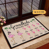 Grandkids Spoiled Here Flamingo Personalized Doormat