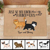 Guests Must Be Approved By Walking Fluffy Cat Personalized Doormat