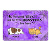 Halloween Dog Cat Monsters & Wicked Witch Personalized Doormat