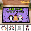 Halloween Fluffy Cats Welcome Foolish Mortals Personalized Doormat