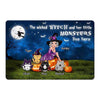 Halloween Skull Girl And Cats Personalized Doormat