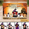 Halloween Wicked Witch And Fluffy Cats Live Here Personalized Doormat