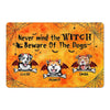 Halloween Wicked Witch & Little Monster Dog Personalized Doormat