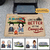 Happy Campers Camping Chibi Couple Personalized Doormat