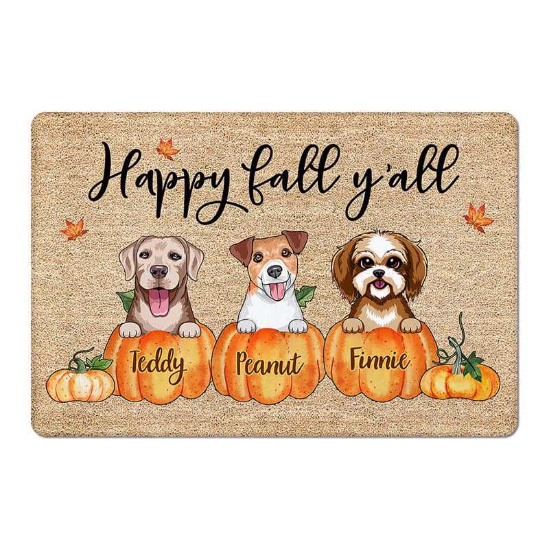 Happy Fall Season Dog Personalized Doormat