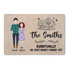 He Hasn‘t Asked Yet Doodle Couple Wedding Gift Personalized Doormat