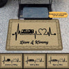 Heart Beat Camping Personalized Doormat