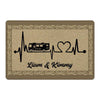 Heart Beat Camping Personalized Doormat