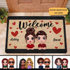 Hearts Pattern Doll Couple Valentine‘s Housewarming Gift Personalized Doormat