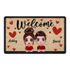 Hearts Pattern Doll Couple Valentine‘s Housewarming Gift Personalized Doormat